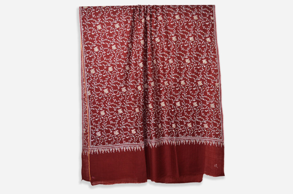Maroon Cashmere Pashmina Jali Shawl