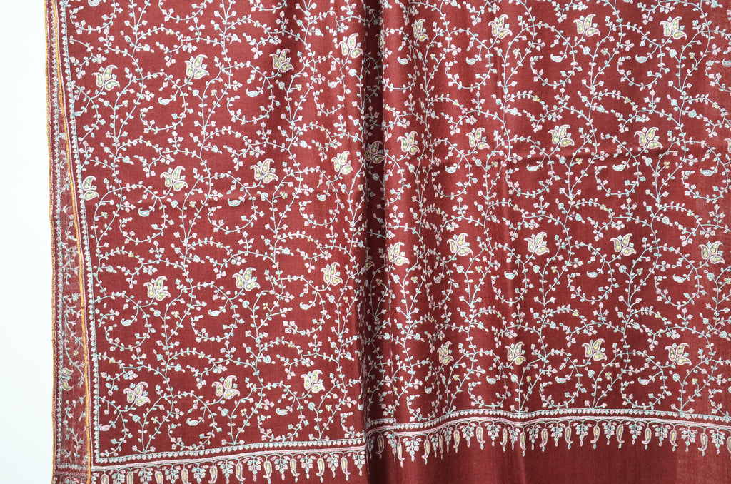 Maroon Cashmere Pashmina Jali Shawl