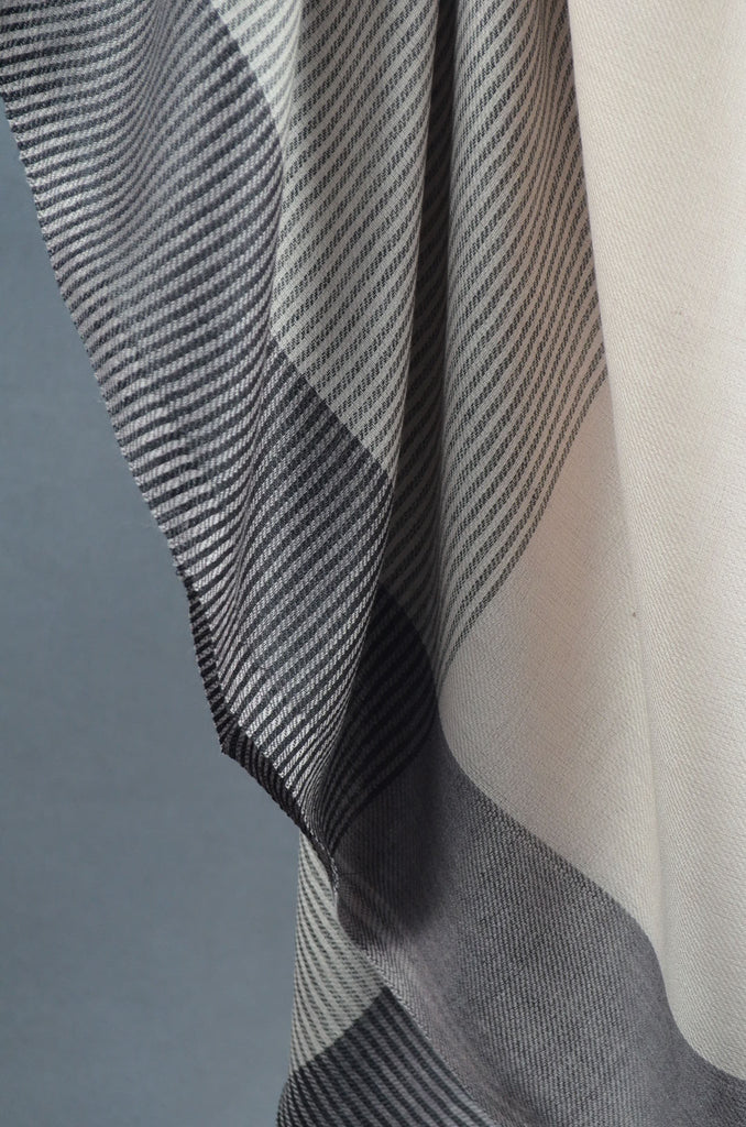 Multi-color black stripe Merino Silk Scarf