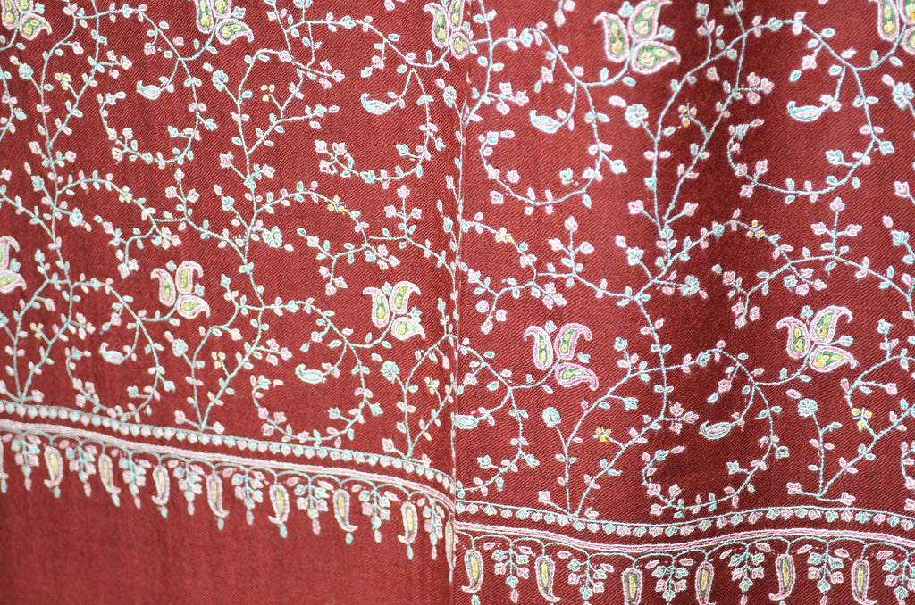 Maroon Cashmere Pashmina Jali Shawl