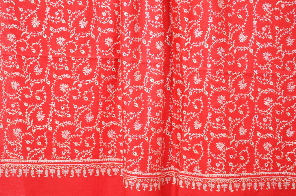 Red Cashmere Pashmina Jali Shawl