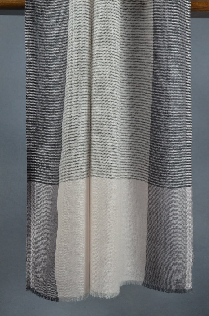 Multi-color black stripe Merino Silk Scarf