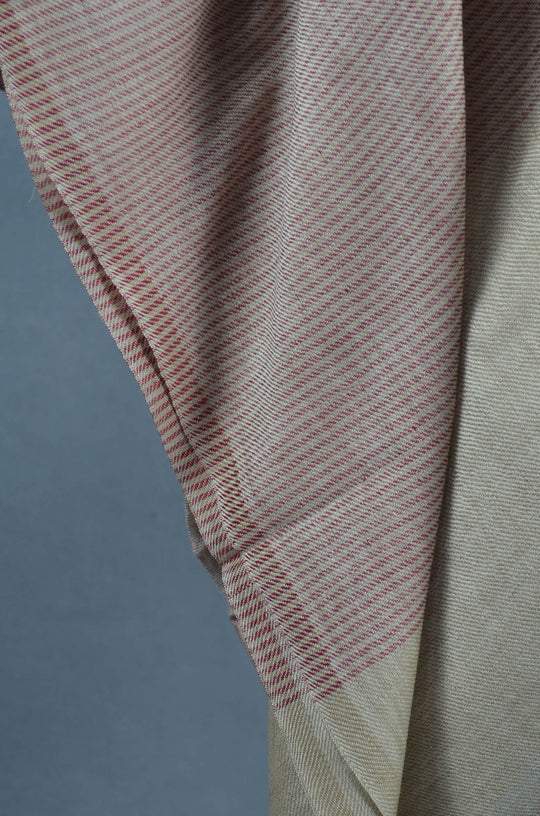 Red Stripe Natural Border Merino Silk Scarf