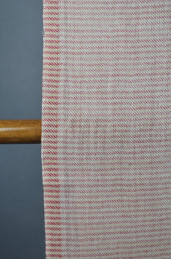 Red Stripe Natural Border Merino Silk Scarf
