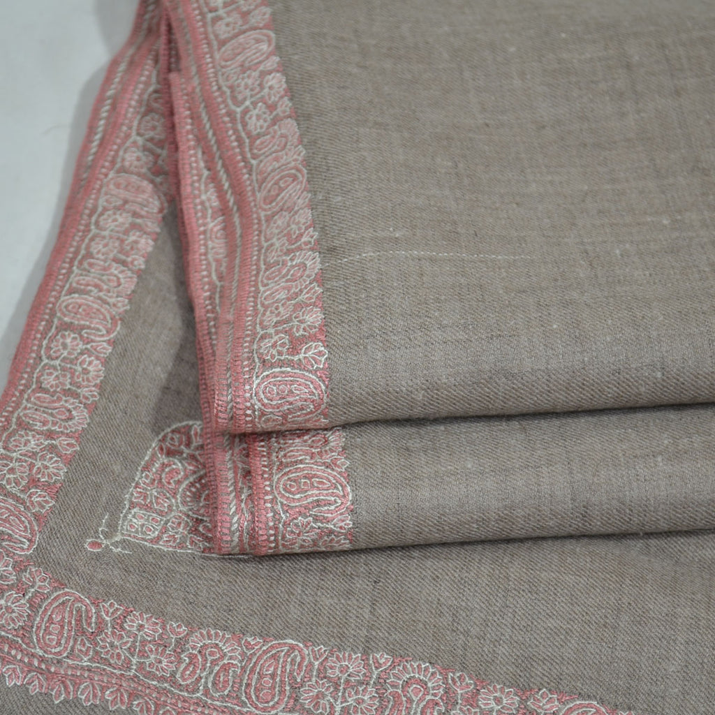 Oversized 2.5 Yard Pashmina Border Embroidery Shawl