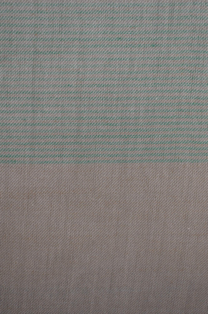 Green Stripe Natural Border Merino Silk Scarf