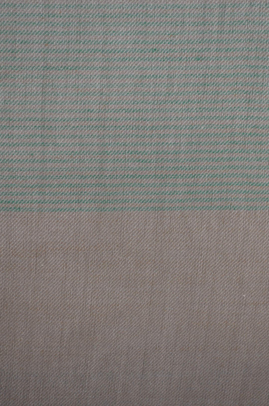 Green Stripe Natural Border Merino Silk Scarf