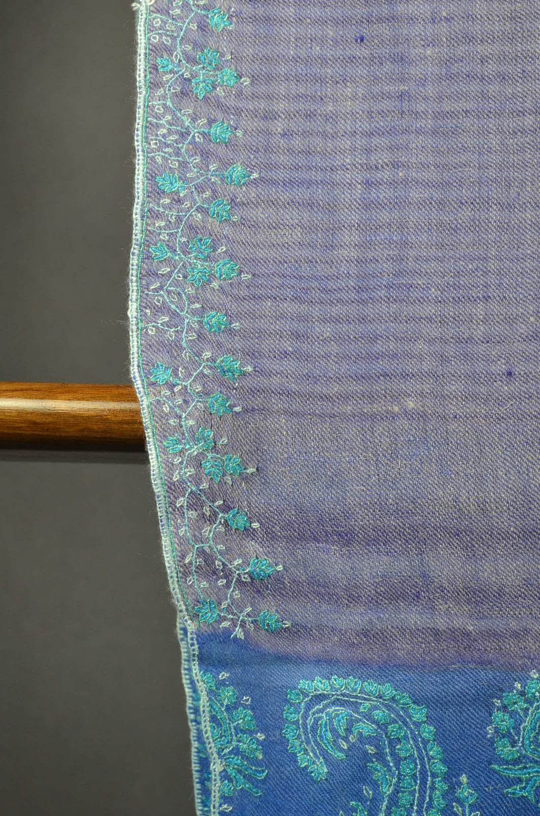 Blue Border Embroidery Cashmere Pashmina Shawl