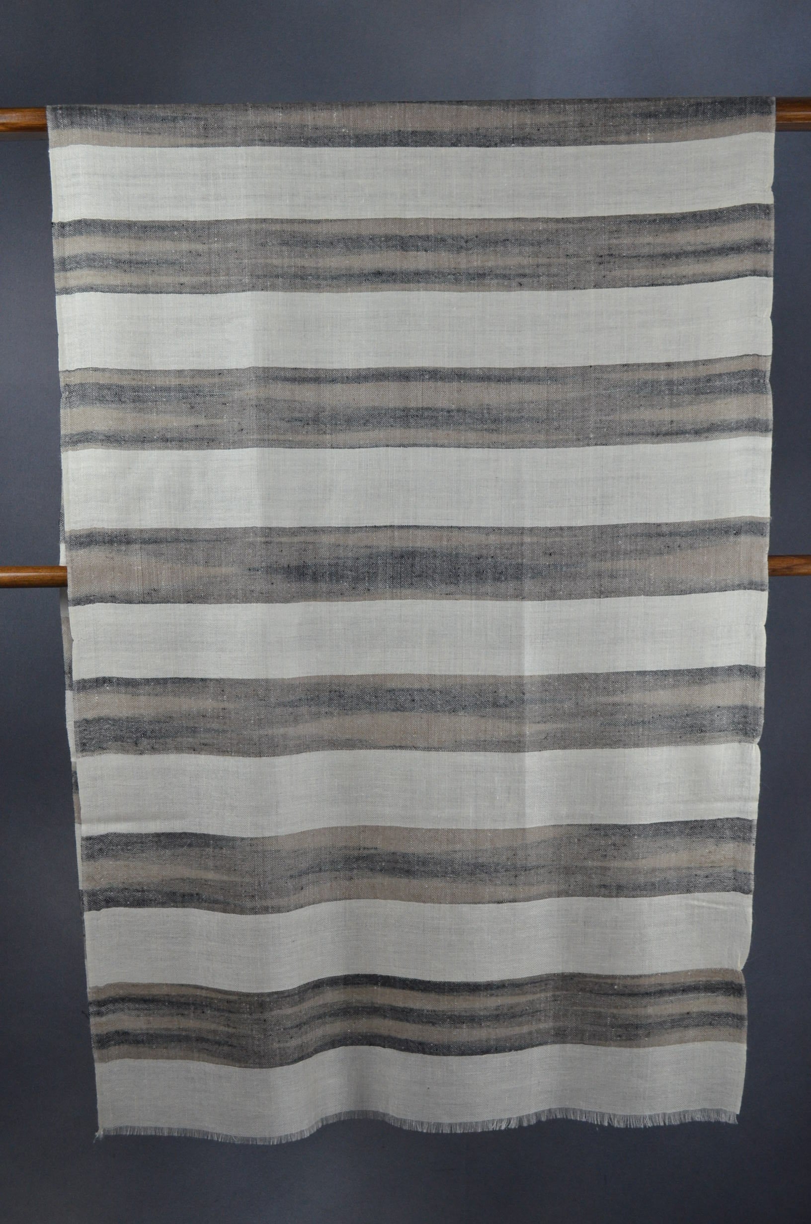 Black Big Stripe Handwoven Cashmere Pashmina Scarf