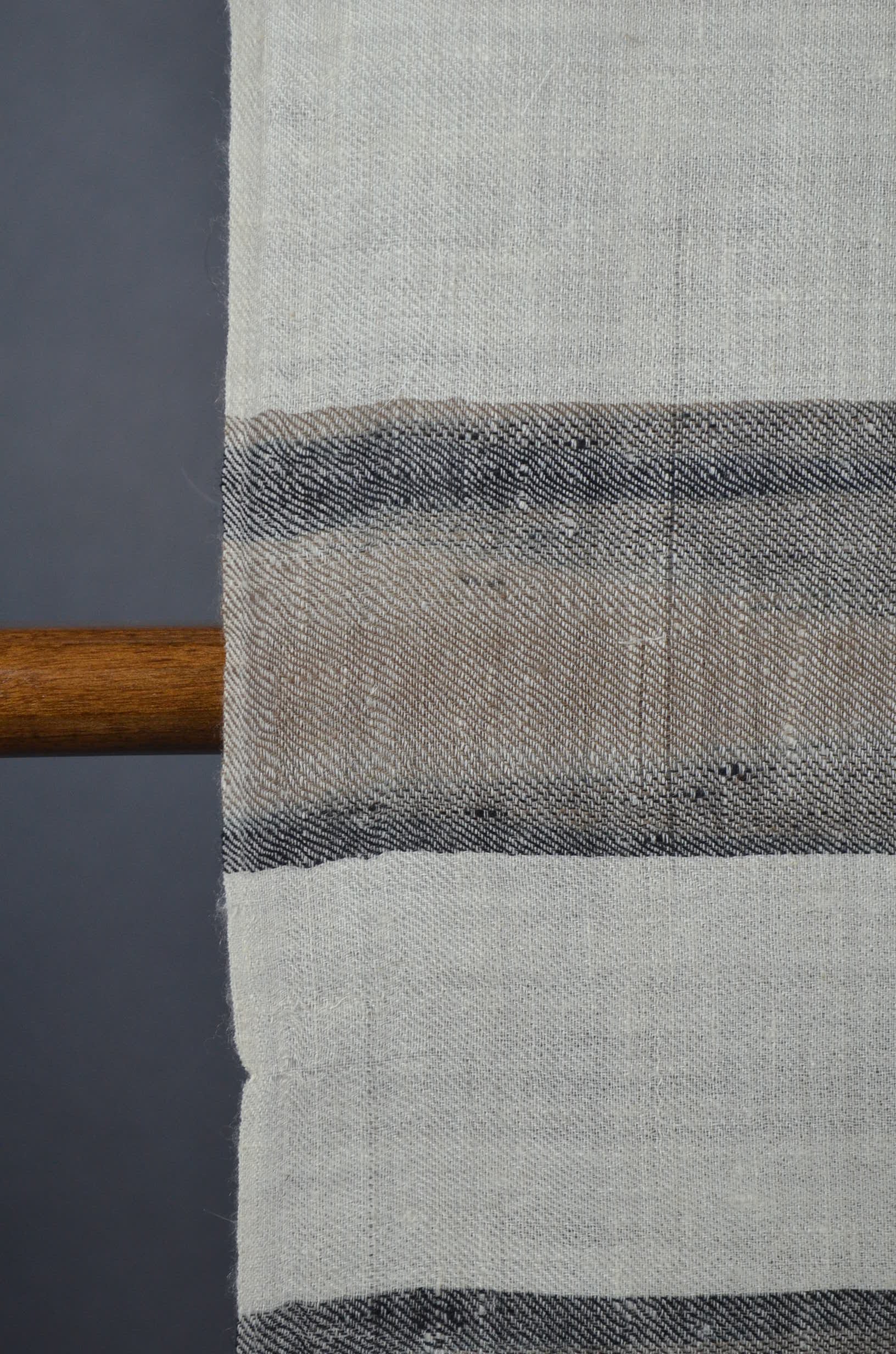 Black Big Stripe Handwoven Cashmere Pashmina Scarf