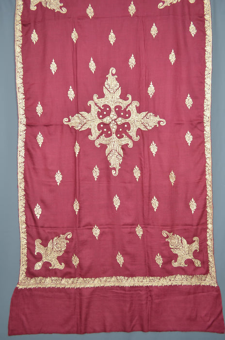 Maroon Tilla Embroidery Pashmina Shawl