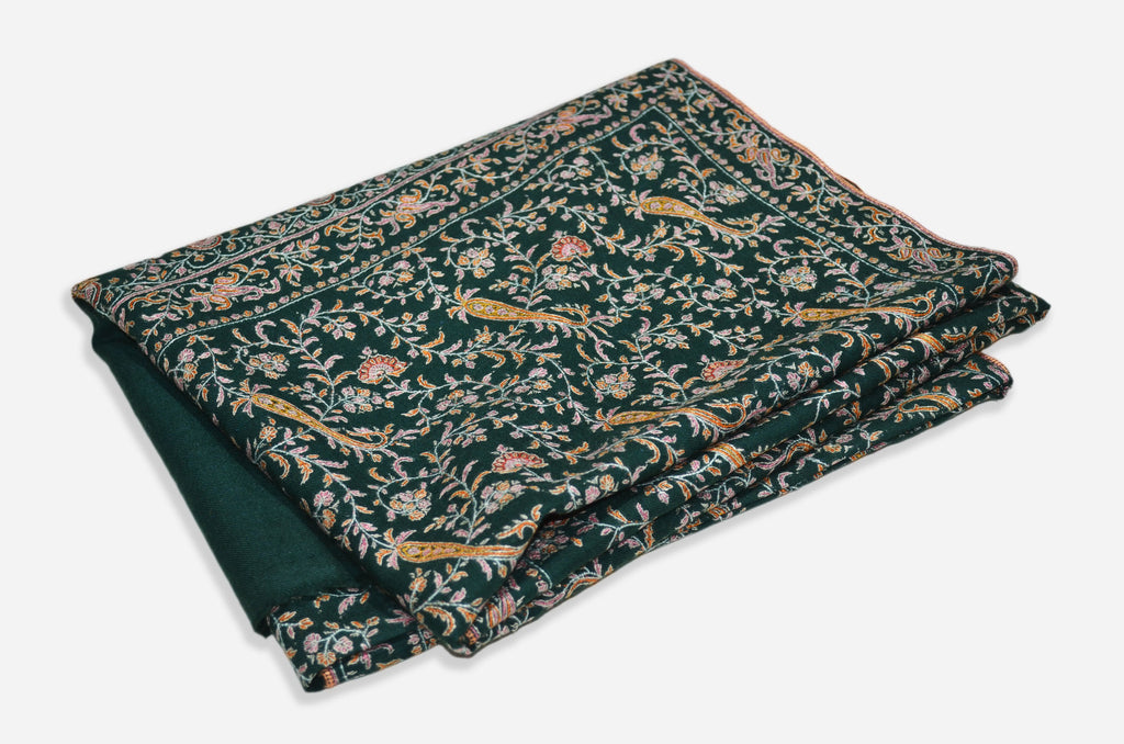 Pine Green Cashmere Pashmina Jali Shawl