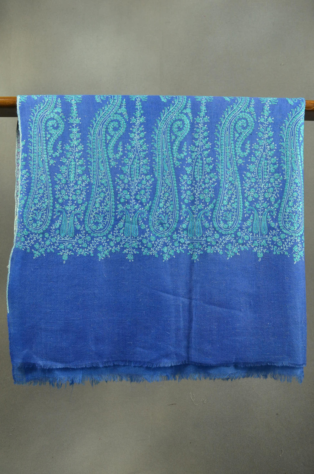 Blue Border Embroidery Cashmere Pashmina Shawl