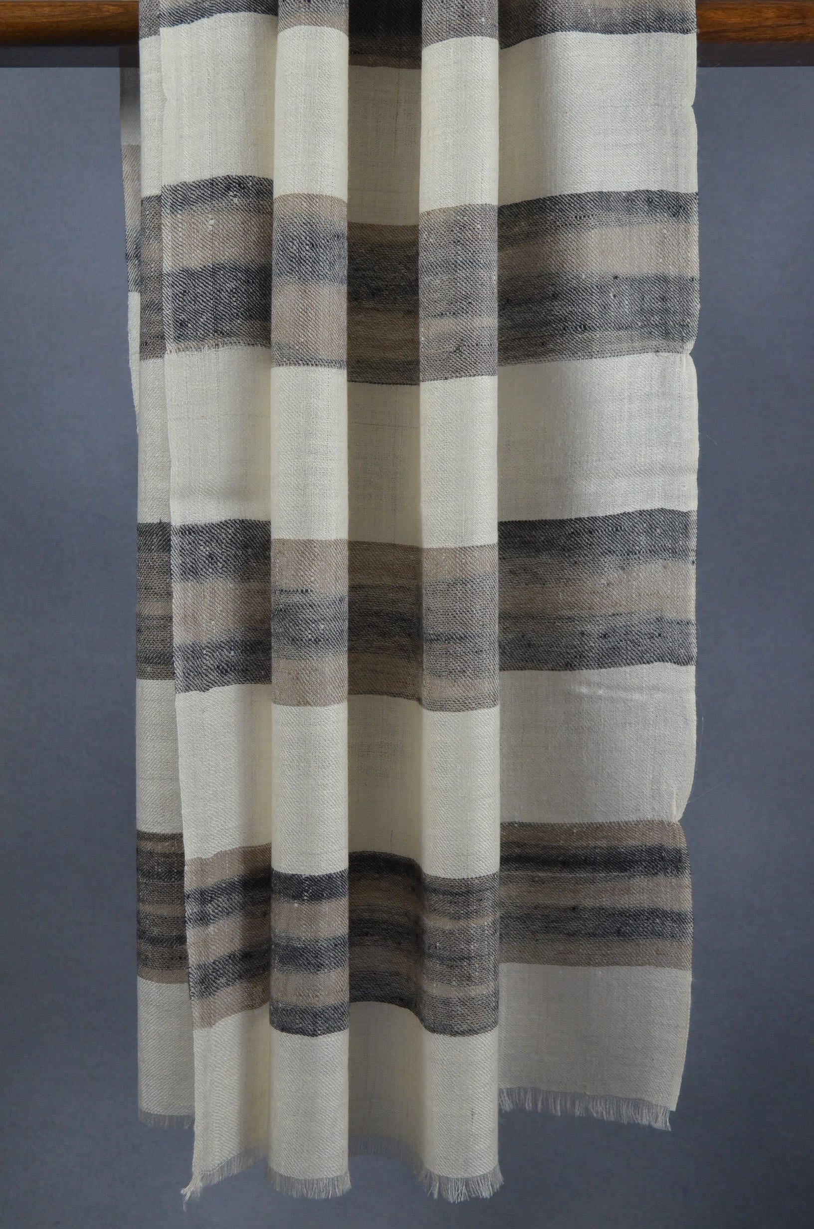 Black Big Stripe Handwoven Cashmere Pashmina Scarf
