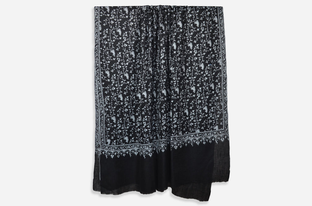 Black Cashmere Pashmina Jali Shawl