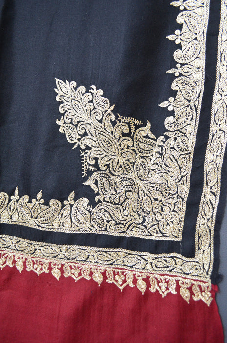 Black Tilla Embroidery Pashmina Shawl