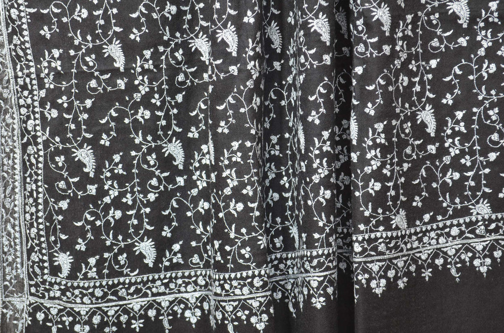 Black Cashmere Pashmina Jali Shawl