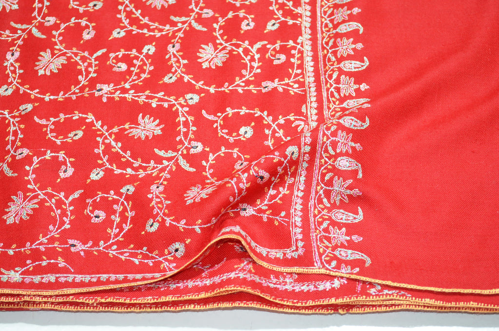 Red Cashmere Pashmina Jali Shawl