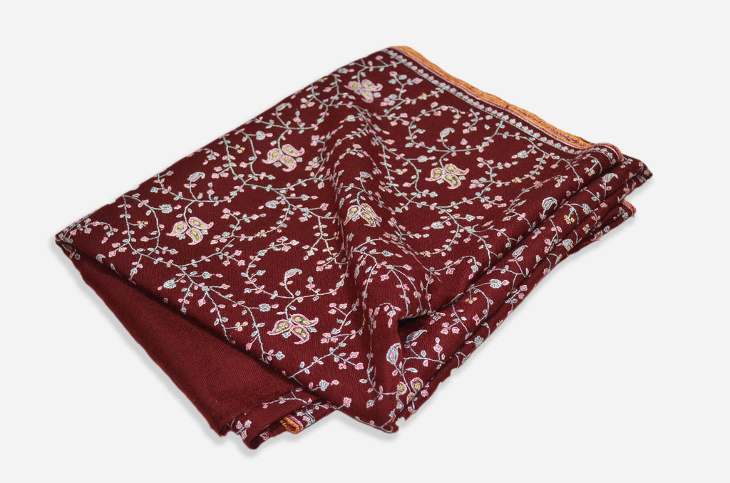 Maroon Cashmere Pashmina Jali Shawl
