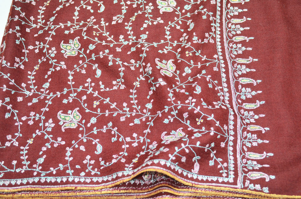 Maroon Cashmere Pashmina Jali Shawl