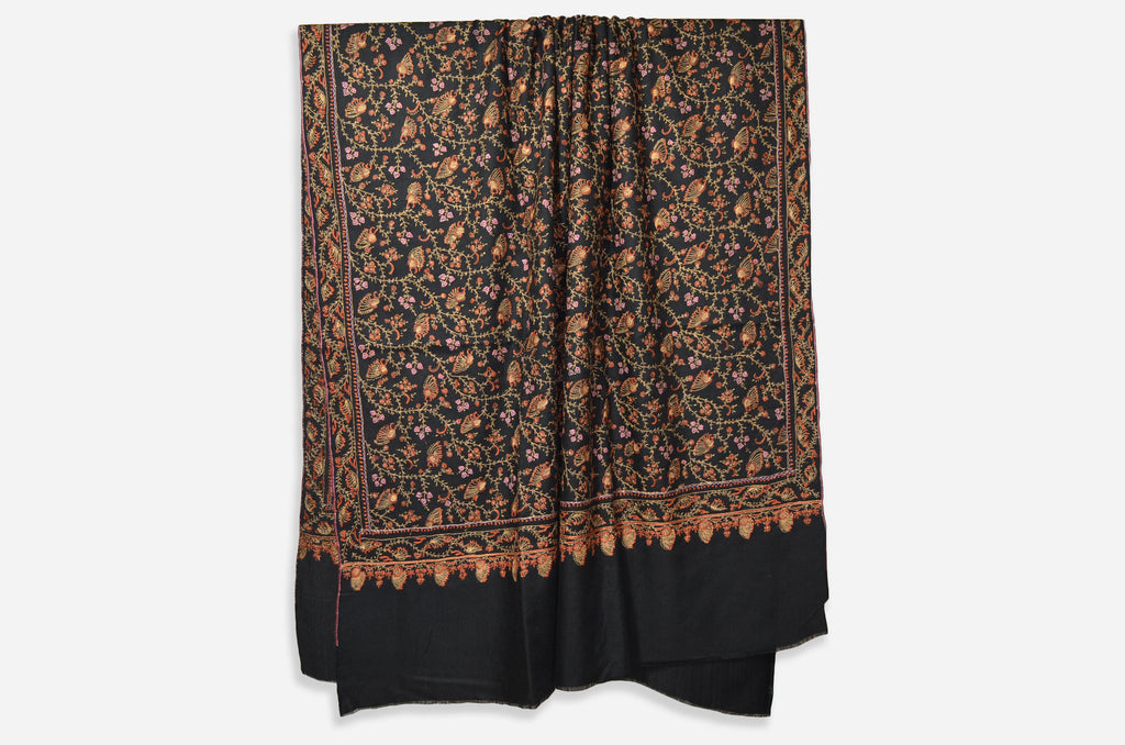 Black Cashmere Pashmina Jali Shawl