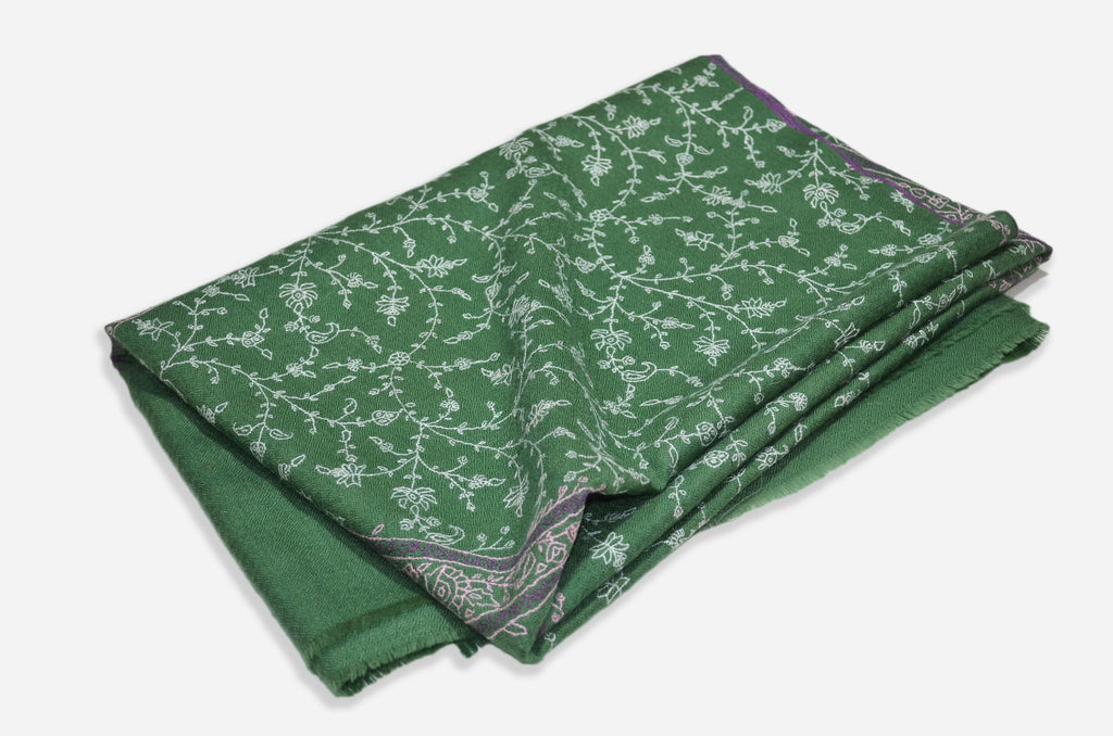 Green Cashmere Pashmina Jali Shawl