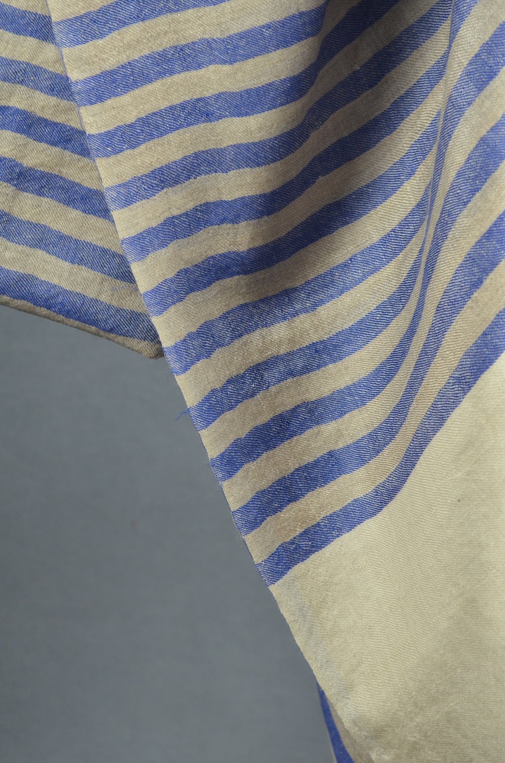 Blue Stripe Handwoven Cashmere Pashmina Scarf