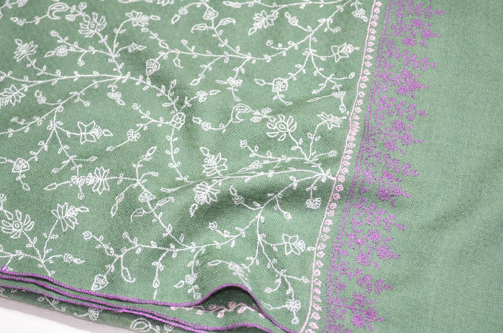 Green Cashmere Pashmina Jali Shawl