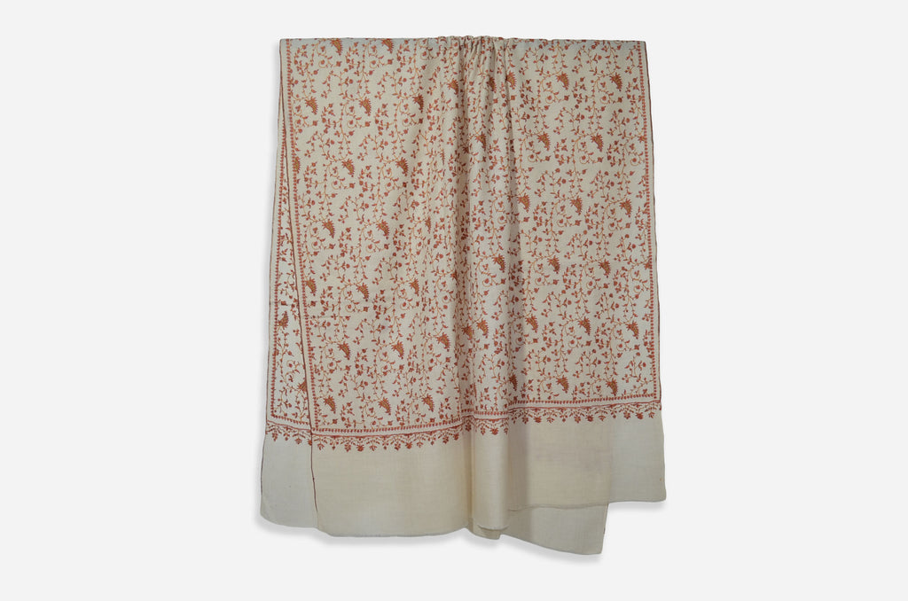 Ivory Cashmere Pashmina Jali Shawl
