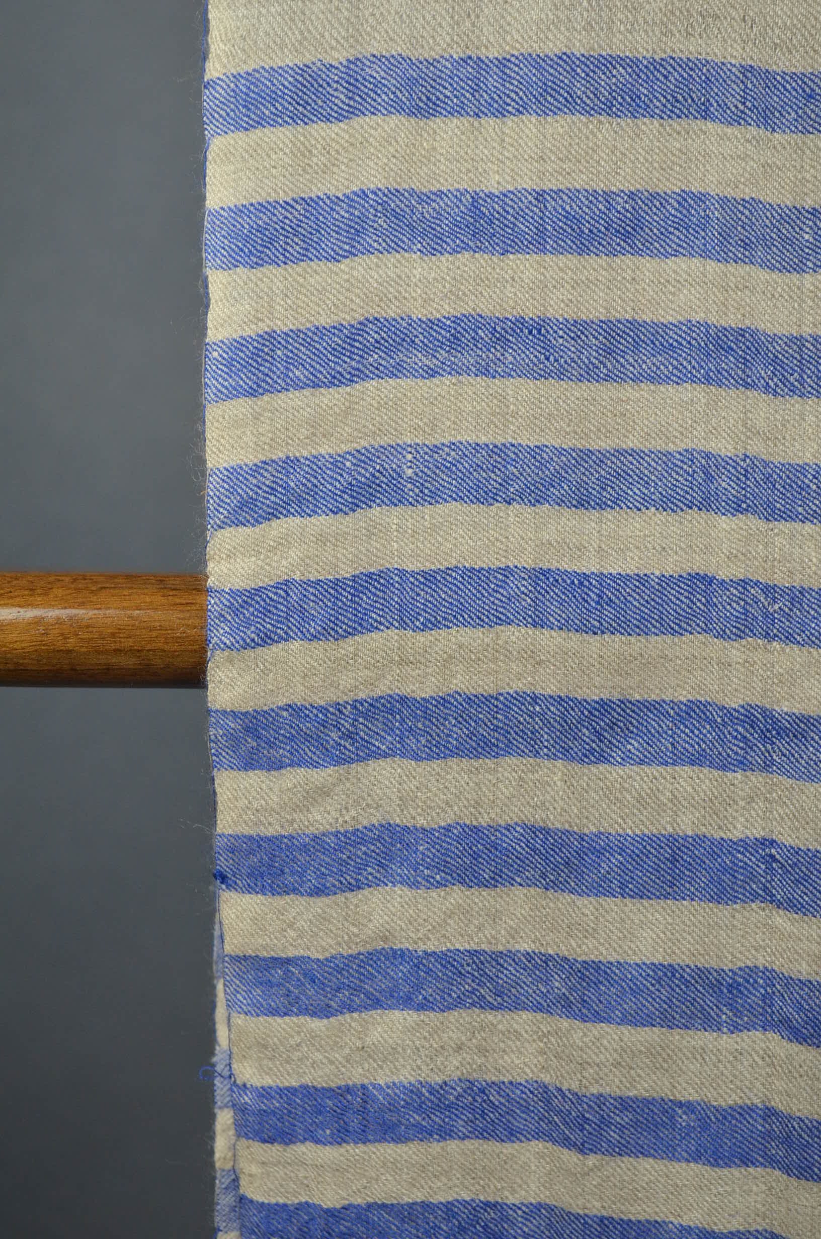 Blue Stripe Handwoven Cashmere Pashmina Scarf