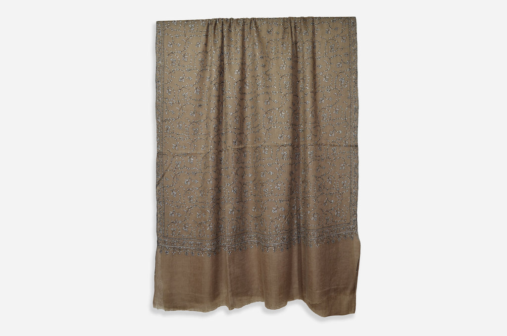Brown Cashmere Pashmina Jali Shawl