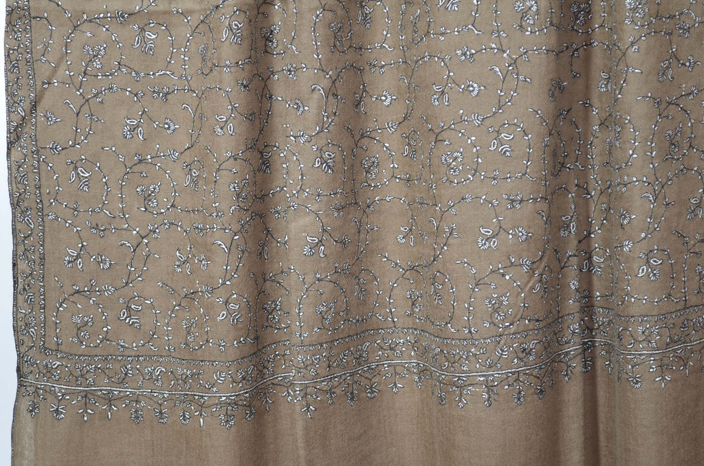 Brown Cashmere Pashmina Jali Shawl
