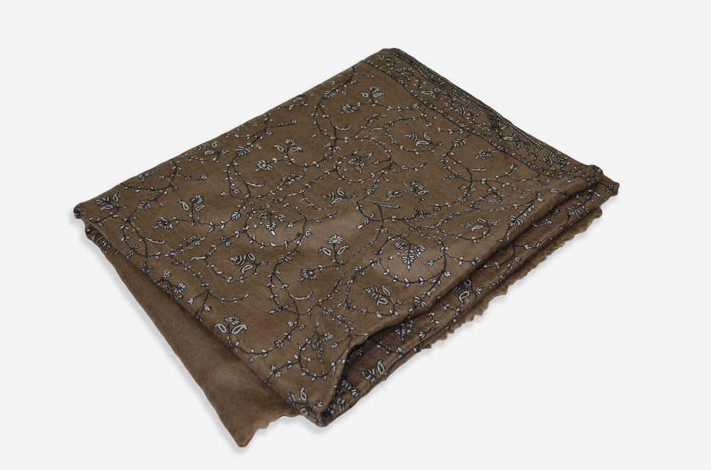 Brown Cashmere Pashmina Jali Shawl