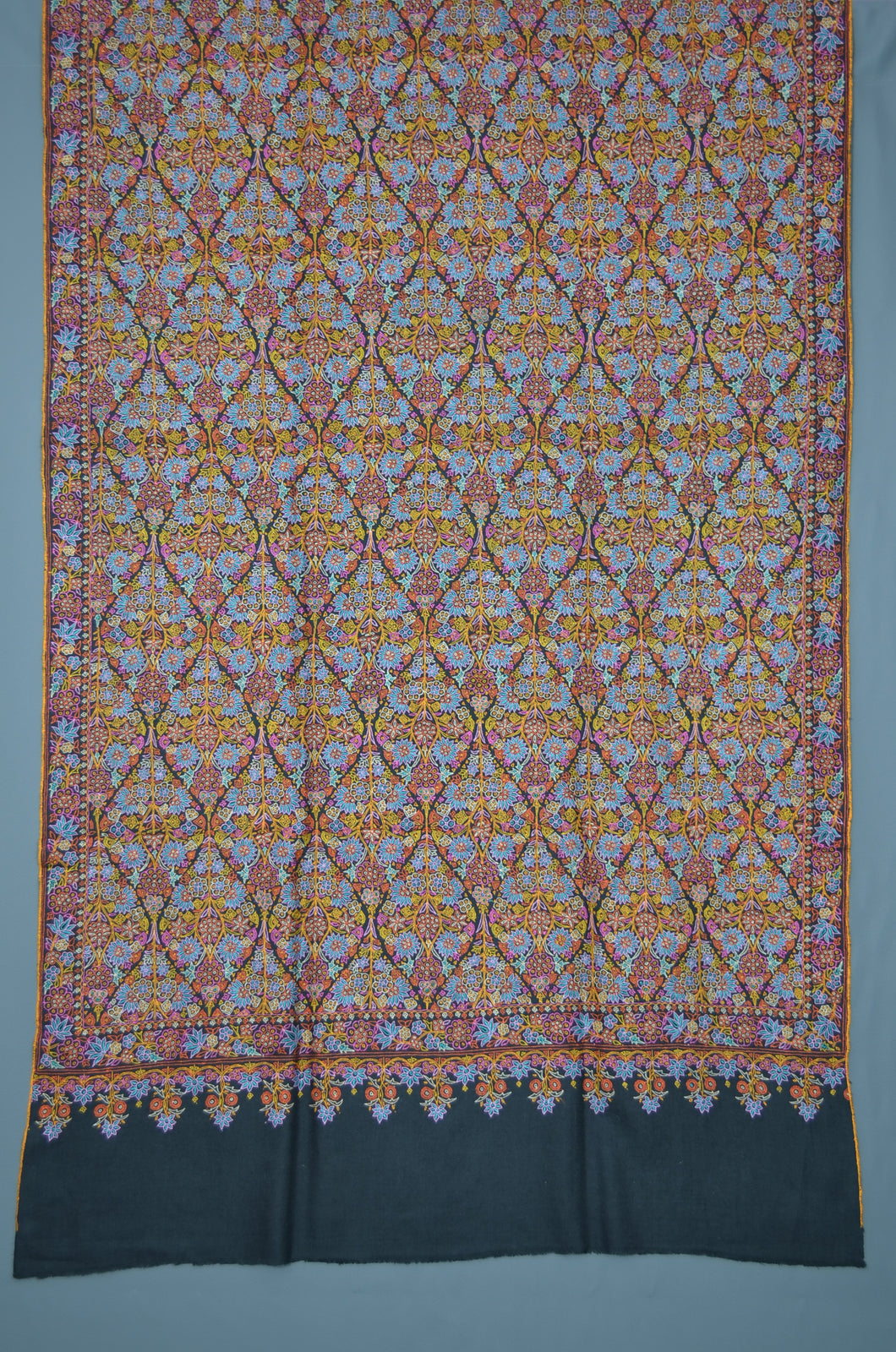 Black Jamawar Embroidery Cashmere Pashmina Shawl