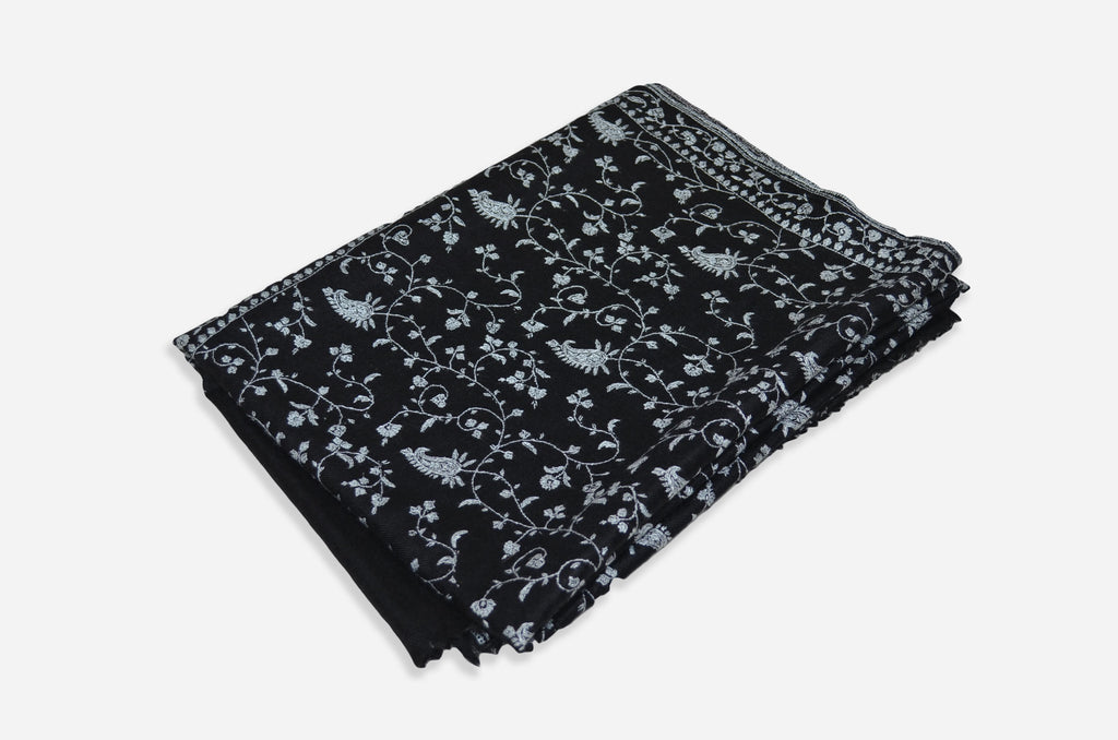 Black Cashmere Pashmina Jali Shawl