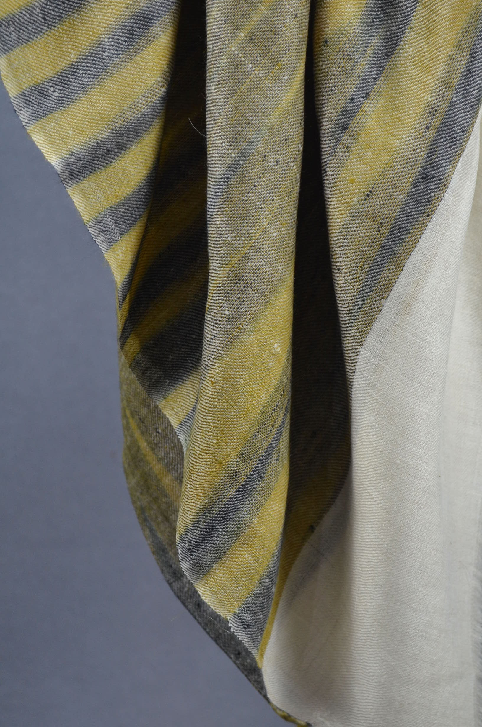 Ikat Ivory and Olive Handwoven Cashmere Pashmina Scarf