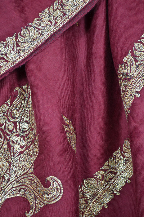 Maroon Tilla Embroidery Pashmina Shawl