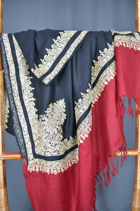Black Tilla Embroidery Pashmina Shawl