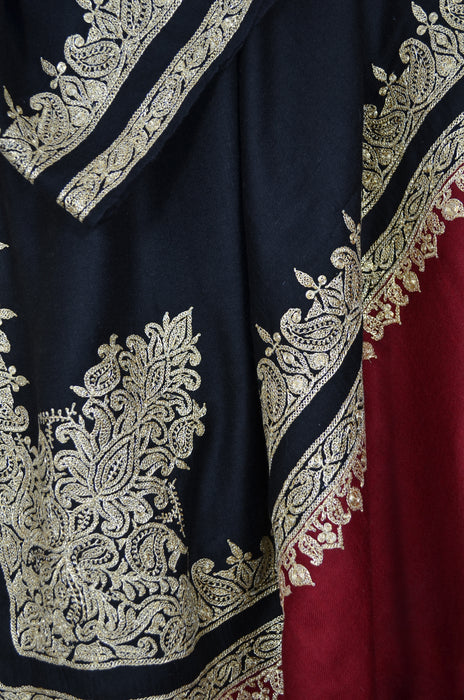 Black Tilla Embroidery Pashmina Shawl