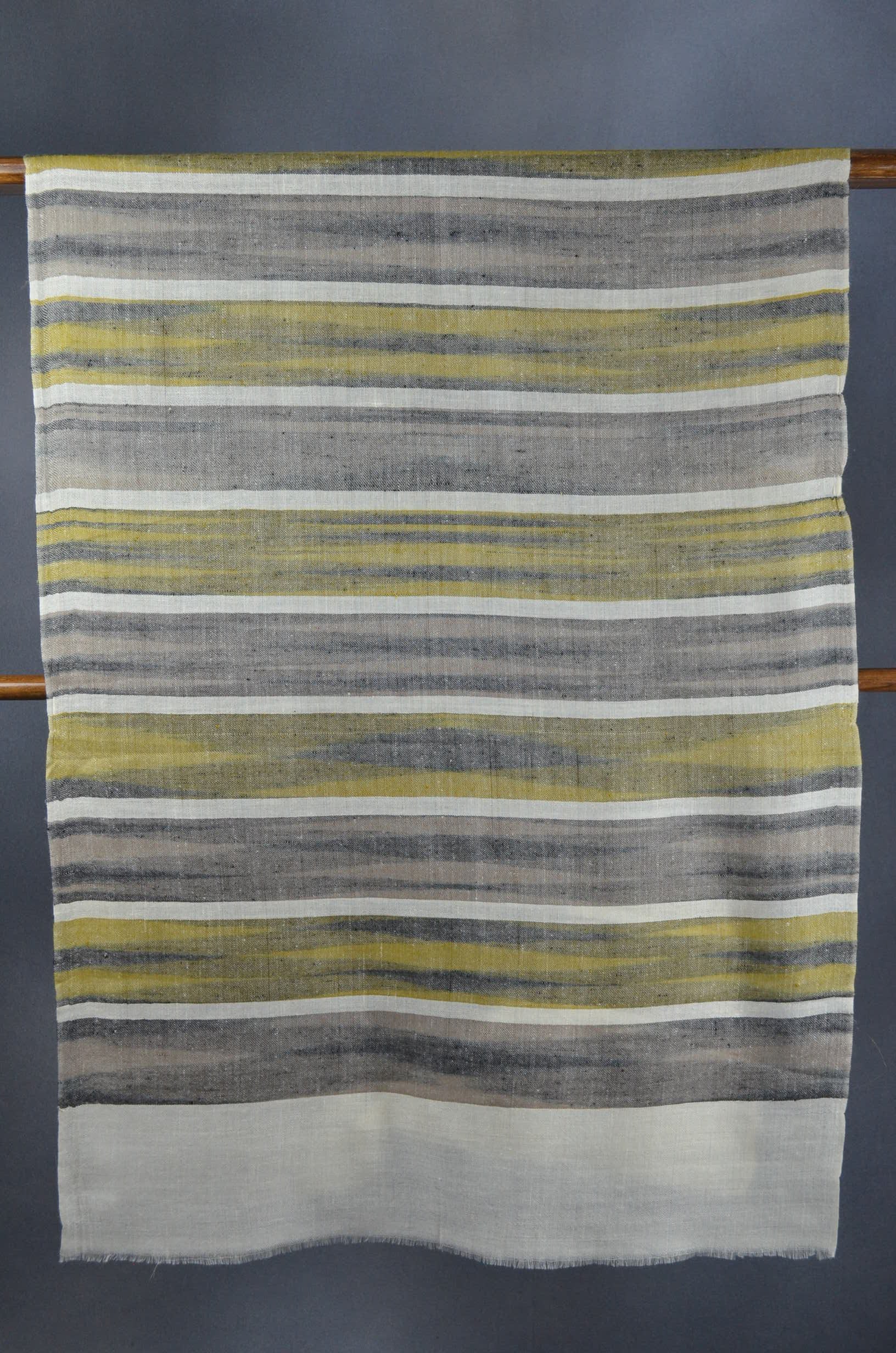 Ikat Ivory Handwoven Cashmere Pashmina Scarf