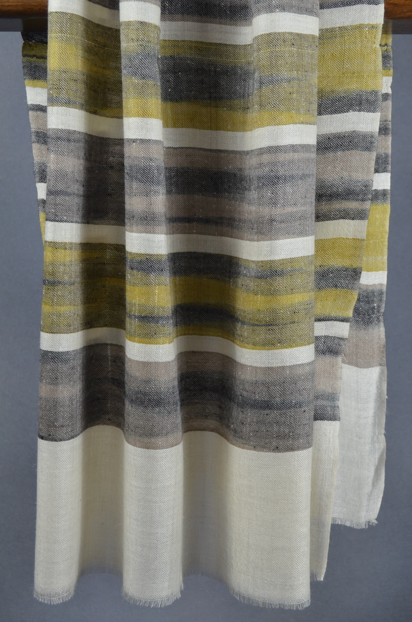 Ikat Ivory Handwoven Cashmere Pashmina Scarf