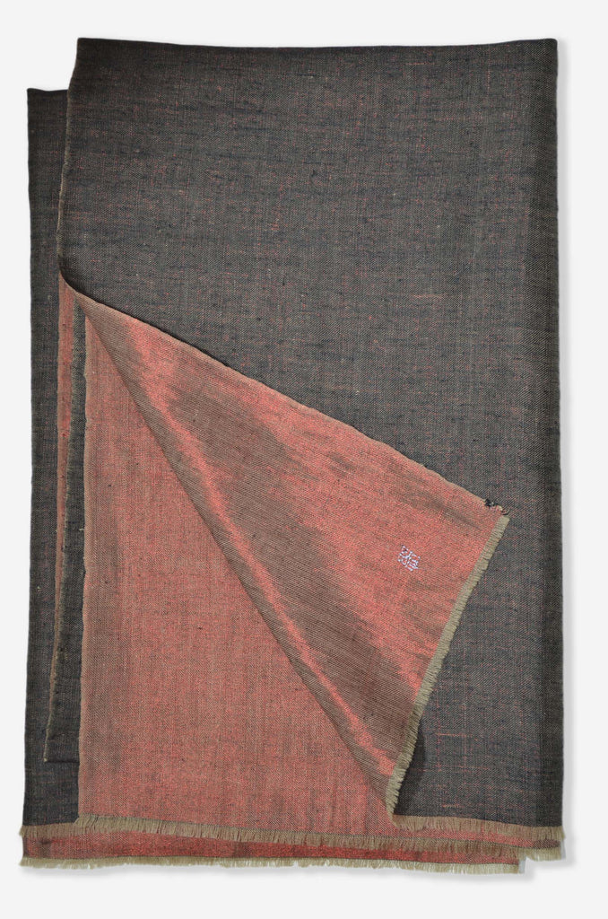 Reversible Metallic Black and Maroon Handwoven Cashmere Pashmina Shawl