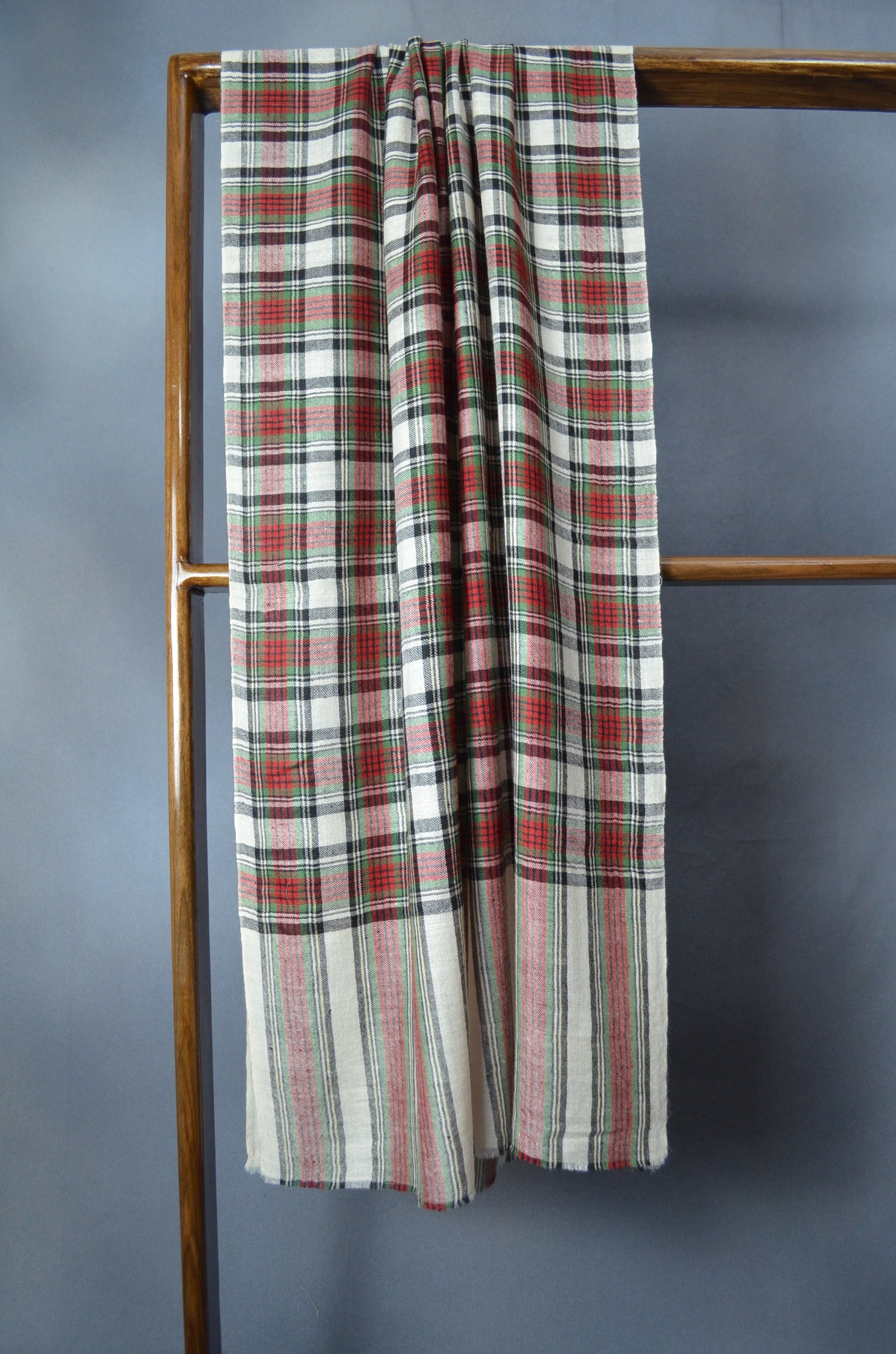 Plaid Handwoven Cashmere Pashmina Scarf