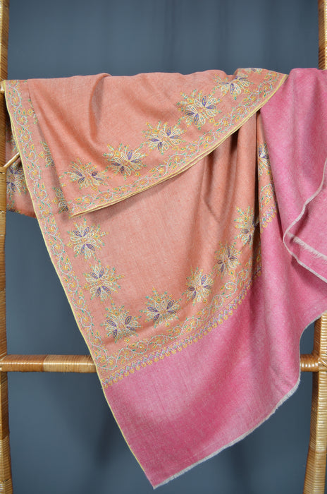 Orange Big Border Embroidery Cashmere Pashmina Shawl