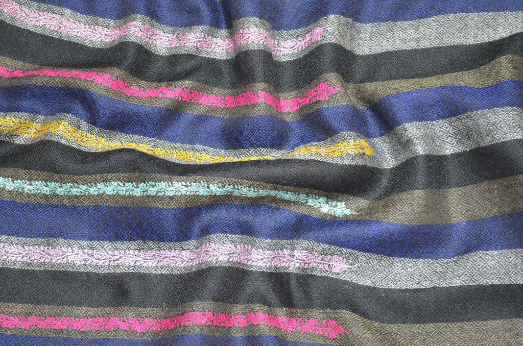 Stripes Jali Cashmere Pashmina Scarf
