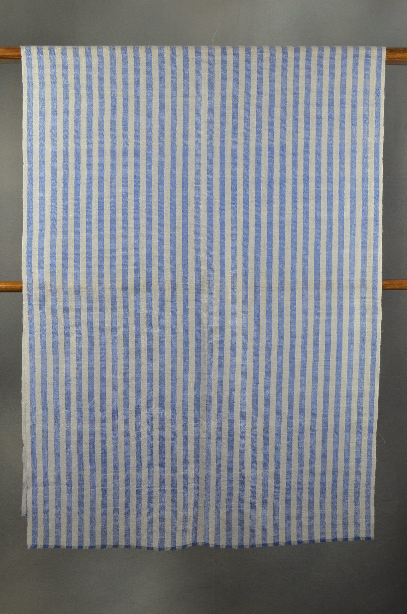 Blue Vertical Stripe Handwoven Cashmere Pashmina Scarf