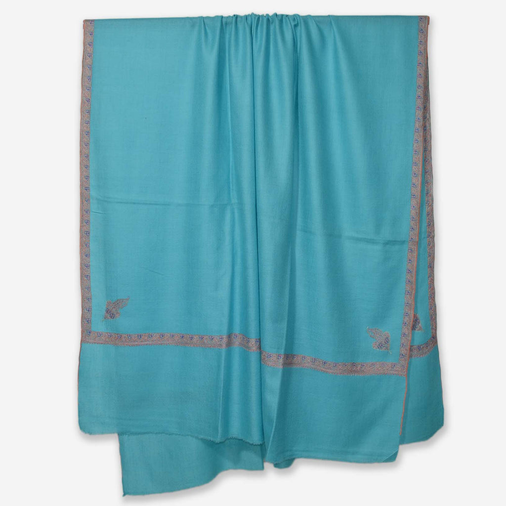 Cyan Sozni Border Embroidery Cashmere Pashmina Shawl