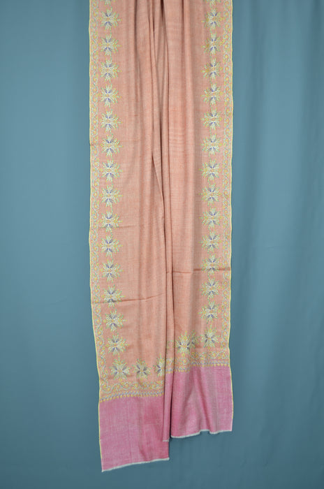 Orange Big Border Embroidery Cashmere Pashmina Shawl