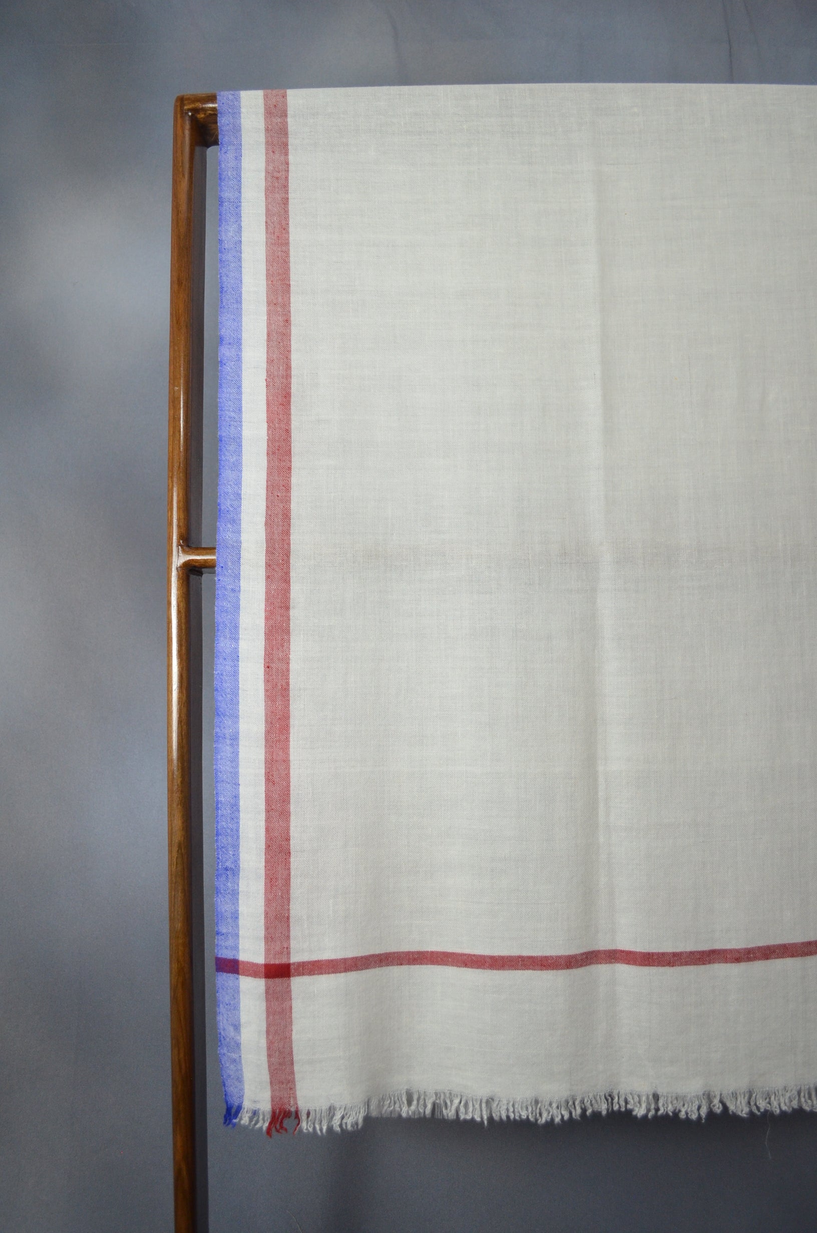 Blue and Red Border Handwoven Cashmere Pashmina Scarf