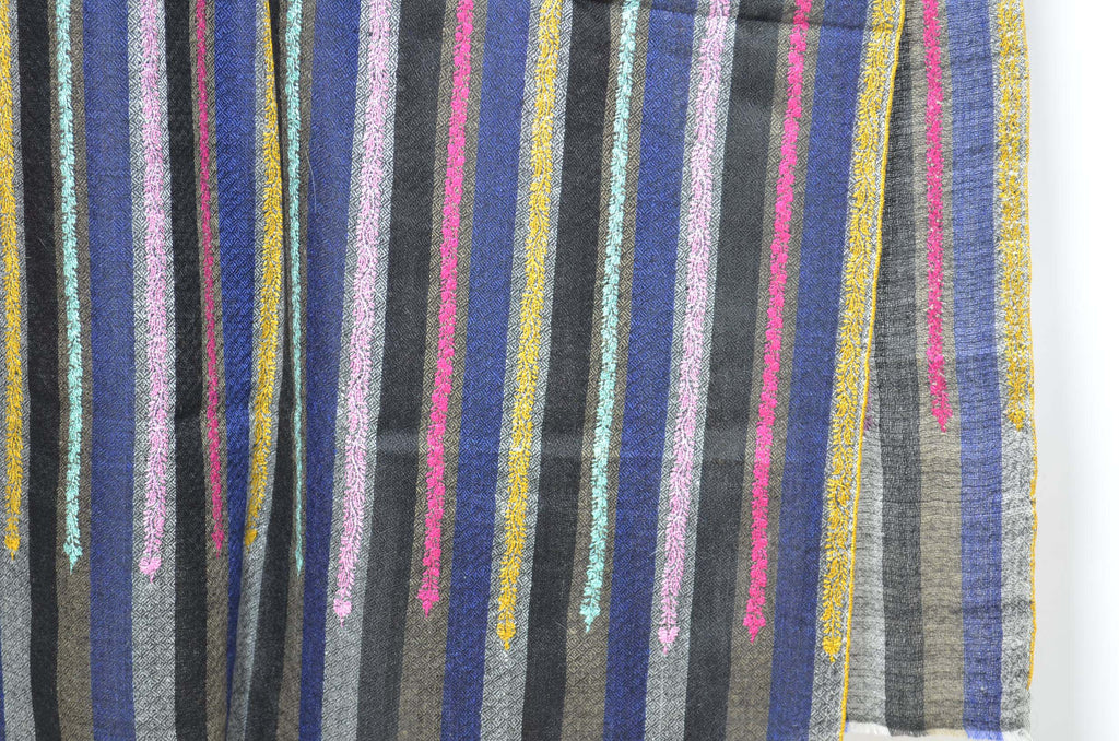 Stripes Jali Cashmere Pashmina Scarf